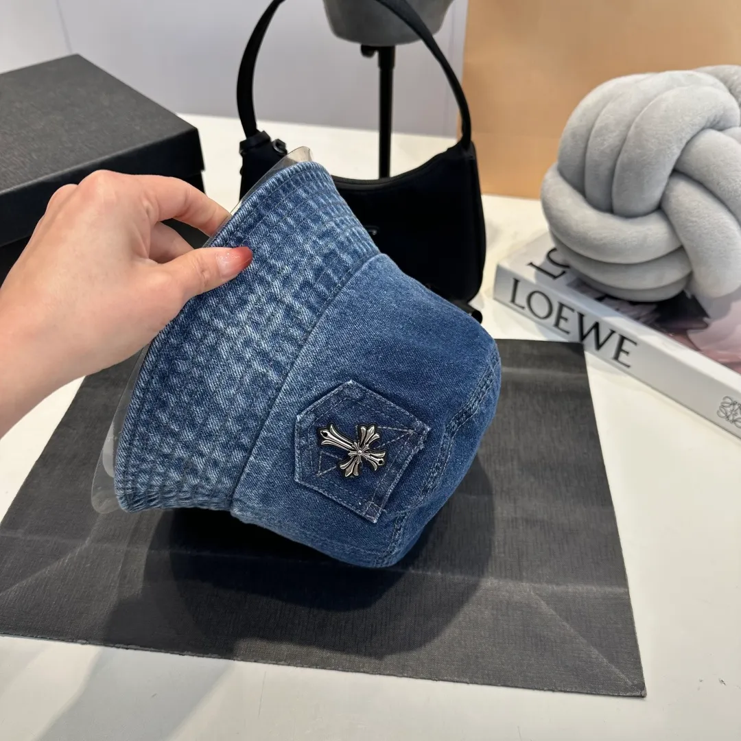 P70 Croxin spring and summer new denim fisherman hat, retro old street style, washed and torn edges, perfect for taking photos👑